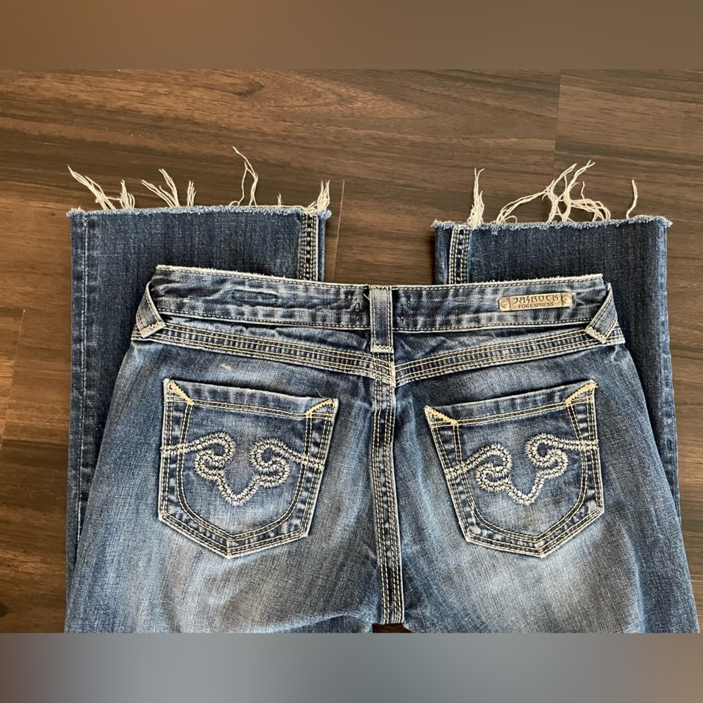 ReRock for Express Barely Boot Y2K Distressed Raw Hem 8 Stretch